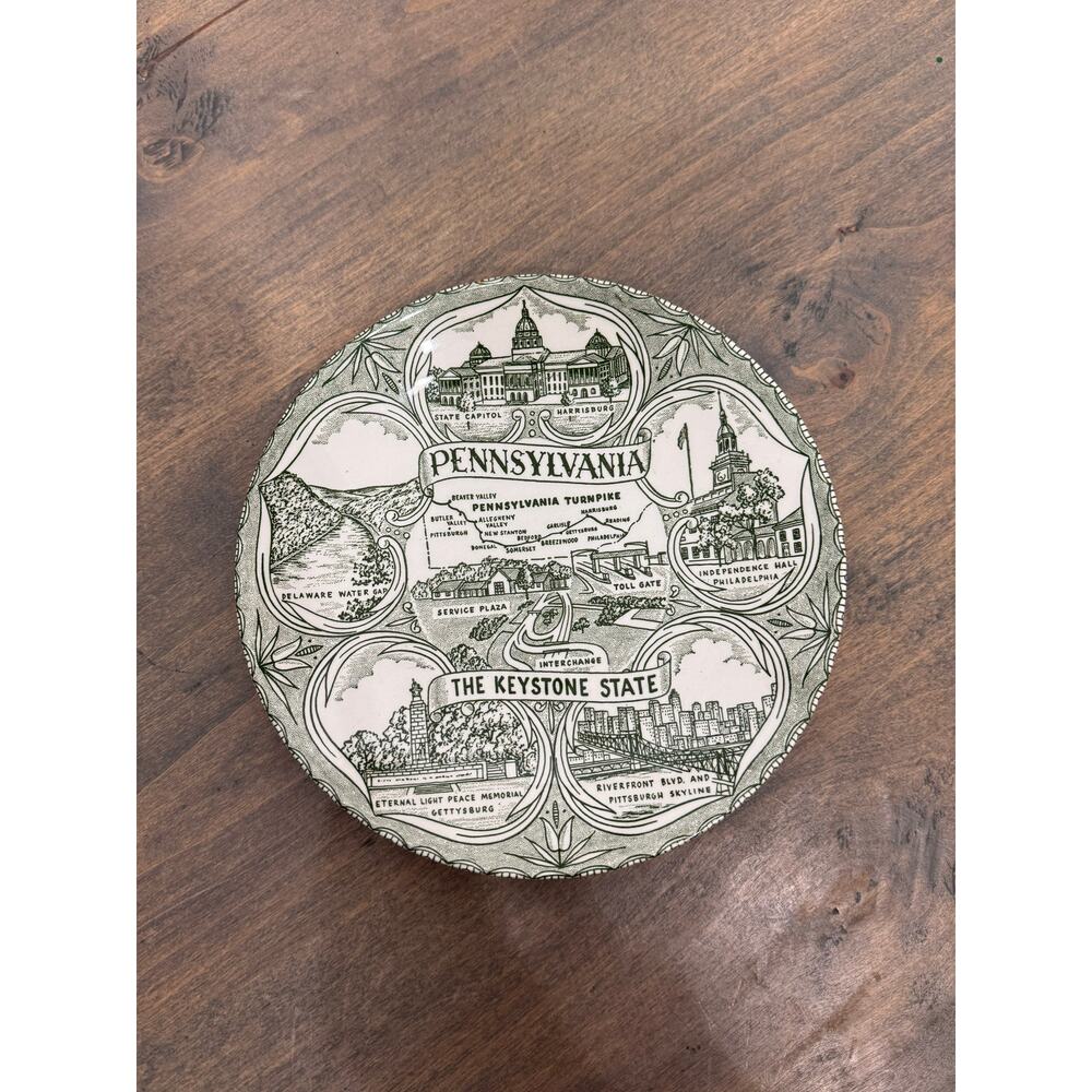1950s Pennsylvania Souvenir Plate w/ Popular Landmarks